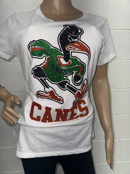 Miami Canes bling tee | University of Miami glitter t-shirt