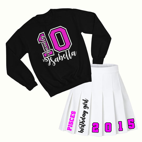 2pc Birthday Girls Sweatshirt/Skirt Set