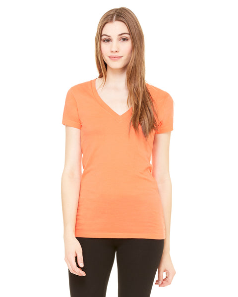 Bella Ladies' Jersey Short-Sleeve Deep V-Neck