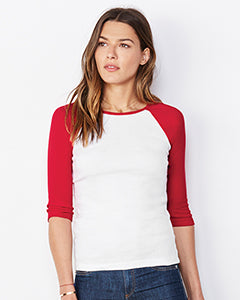Bella Ladies' Baby Rib 3/4-Sleeve Contrast Raglan T-Shirt