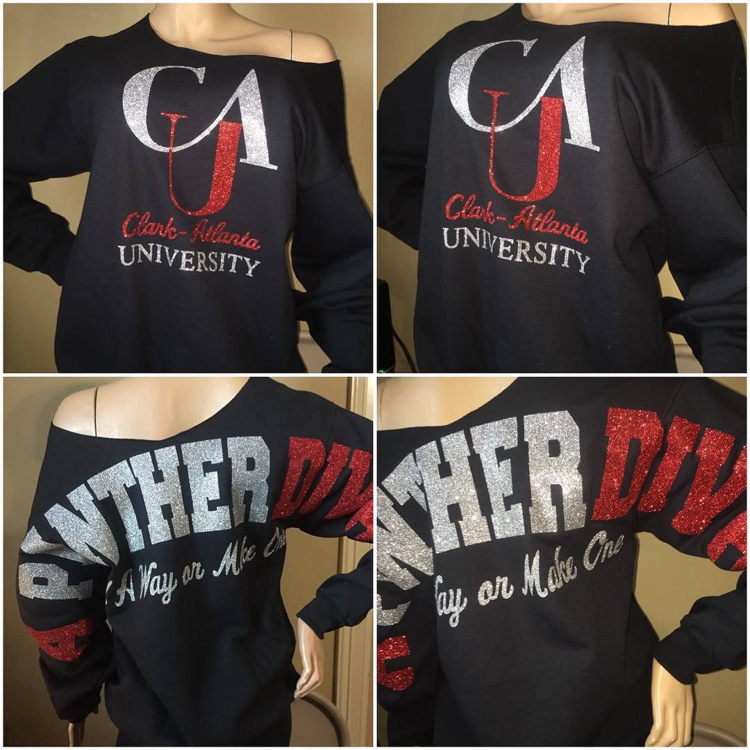 Clark Atlanta university bling sweatshirt Glitter off the shoulder sweatshirt