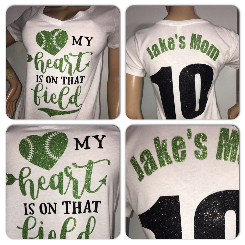 Glitter Baseball Mom Shirt, My Heart is that Field, Baseball Shirt