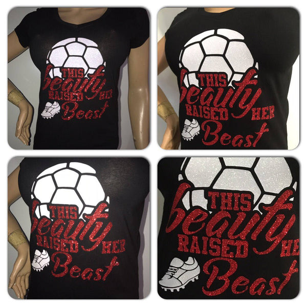 Soccer mom glitter tshirt | This beauty raided her beast | soccer life | sports mom