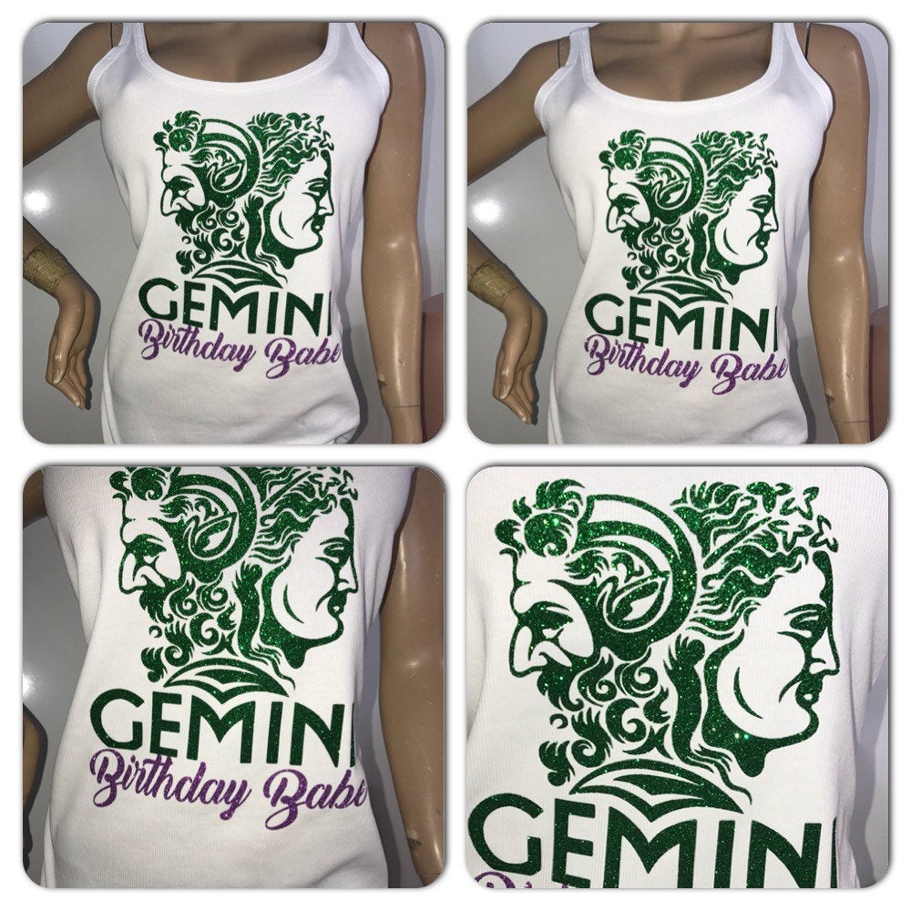 Gemini Birthday Babe glitter t-shirt | Customize with your colors –  GlitterTees, image size:1000x1000