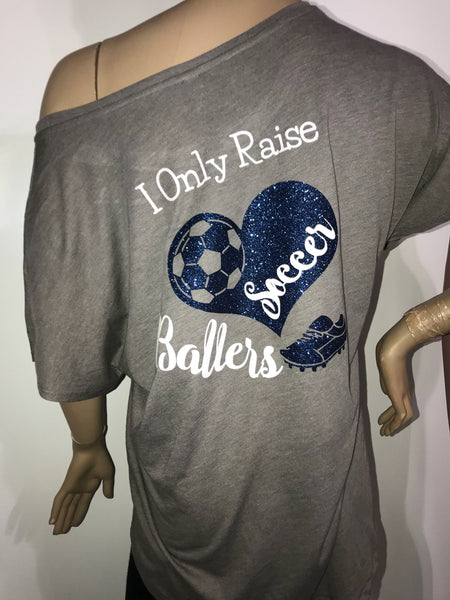 Customized Soccer Mom Glam off the shoulder tshirt | Personalized Soccer tee