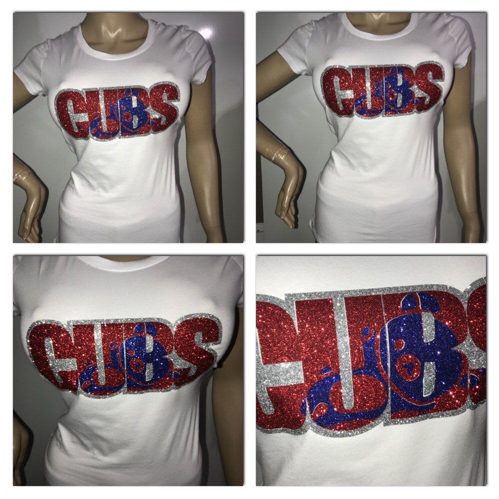 Bling Glitter Chicago Cubs Shirt XS-4X