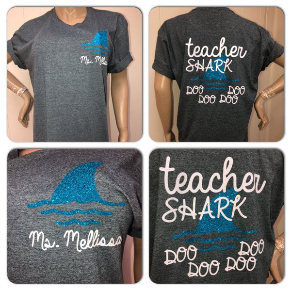 Teacher Shark Glam Tee || Teacher Gifts || Back to school || Spirit Wear