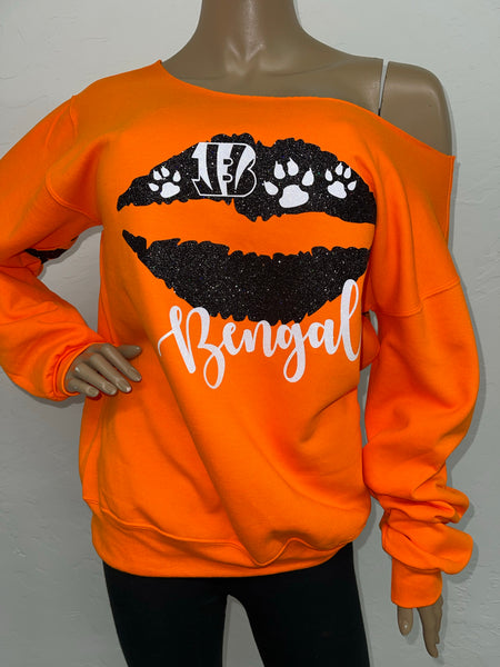 Bengals Lips Oversized Print Sweatshirt ( Front & back)