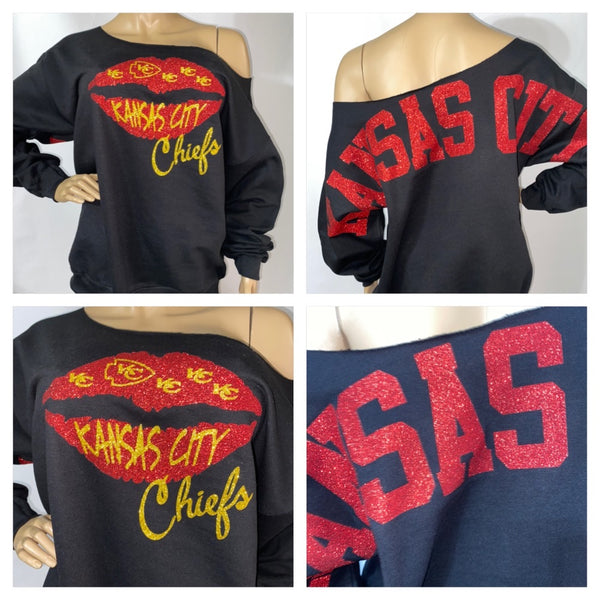 KC Black Lips Oversized Print Sweatshirt ( Front & back)