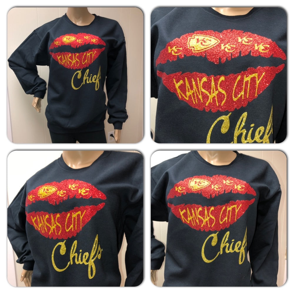 KC Red Dripping Lips Oversized Print Sweatshirt ( Front & back)