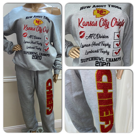 KC 2pc Super Bowl Glam Sweatsuit