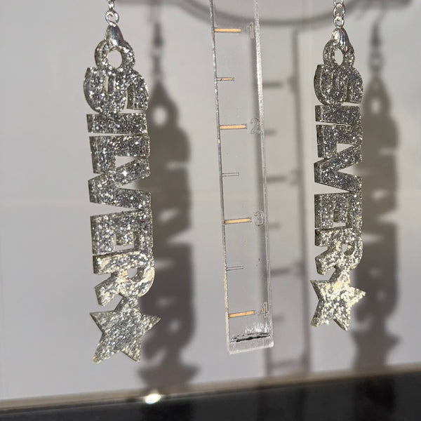 Silver Star Dangle Earrings