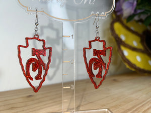 Chiefs Arrowhead Glitter Dangle Earrings