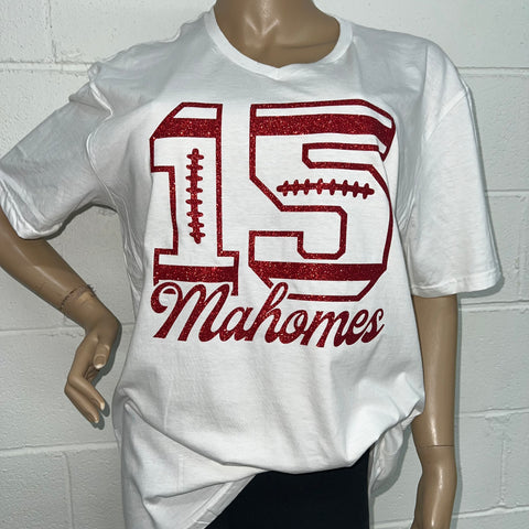 Mahomes 15 Glam Stitch tee
