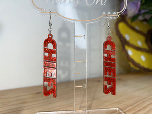 Chiefs Words Glitter Dangle Earrings