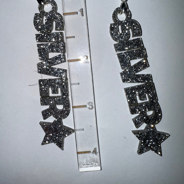 Silver Star Dangle Earrings
