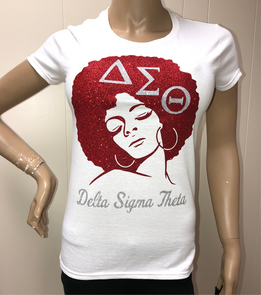 Delta Glam Afro Tee | Sorority Glitter t-shirt | DST