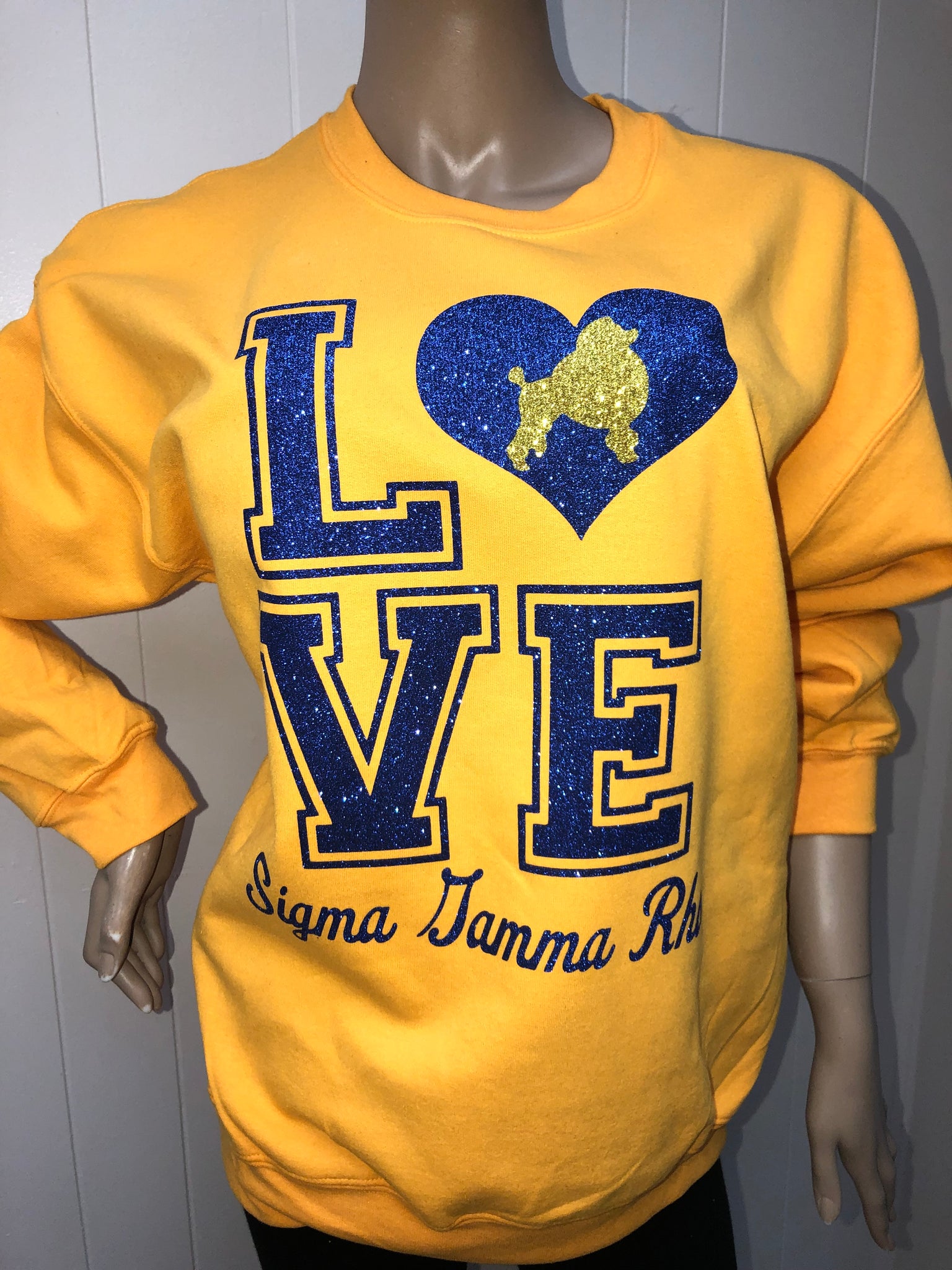 Sigma Gamma Rho LOVE bling sweatshirt | Pretty Poodles Glitter sweatshirt