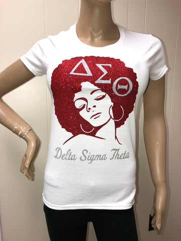 Delta Glam Afro Tee | Sorority Glitter t-shirt | DST