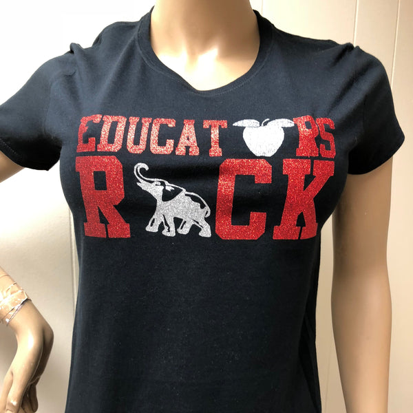 Delta Sigma Theta Educators Rock Glam Tee |red & silver Glitter t-shirt | Sorority T-shirts