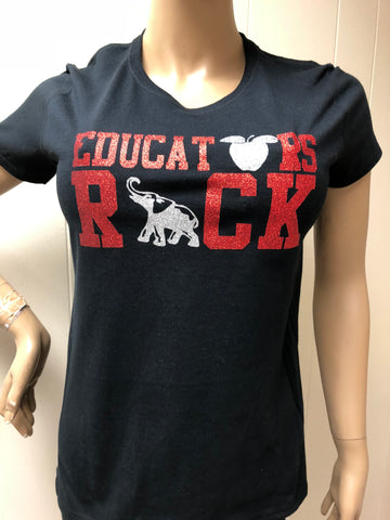 Delta Sigma Theta Educators Rock Glam Tee |red & silver Glitter t-shirt | Sorority T-shirts
