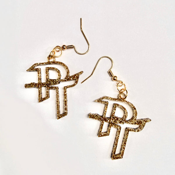 Pine Tree Gold Glam Dangle Earrings