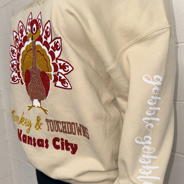 Chiefs Turkey & Touchdowns Off the shoulder sweatshirt