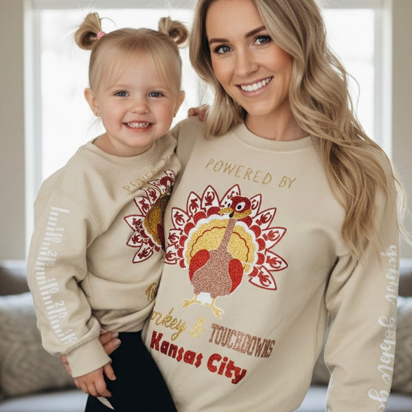 Chiefs Turkey & Touchdowns Off the shoulder sweatshirt