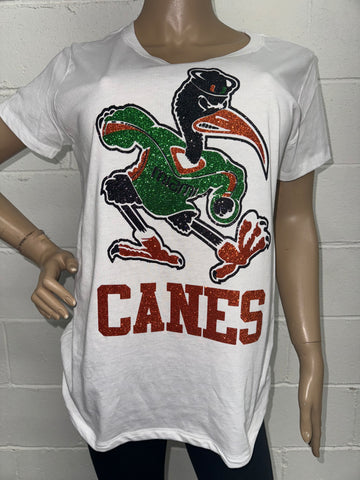 Miami Canes bling tee | University of Miami glitter t-shirt