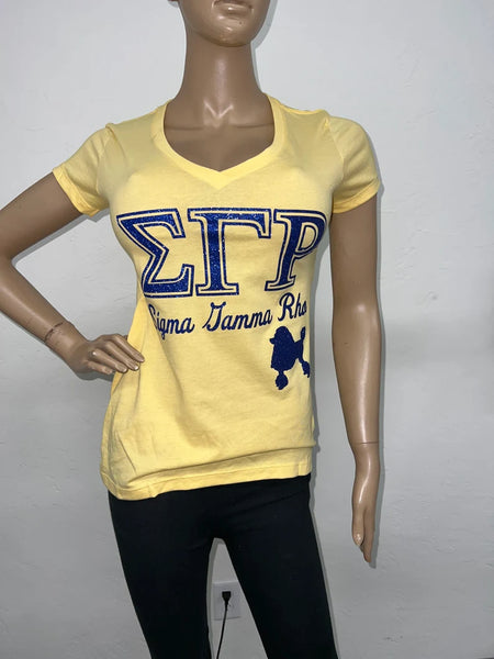 Sigma Gamma Rho V neck Glam Tee | Sorority Glitter t-shirt | SGR |