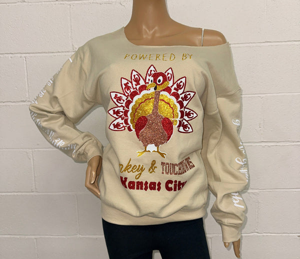 Chiefs Turkey & Touchdowns Off the shoulder sweatshirt