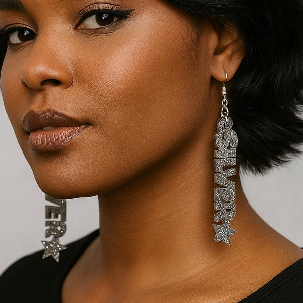 Silver Star Dangle Earrings