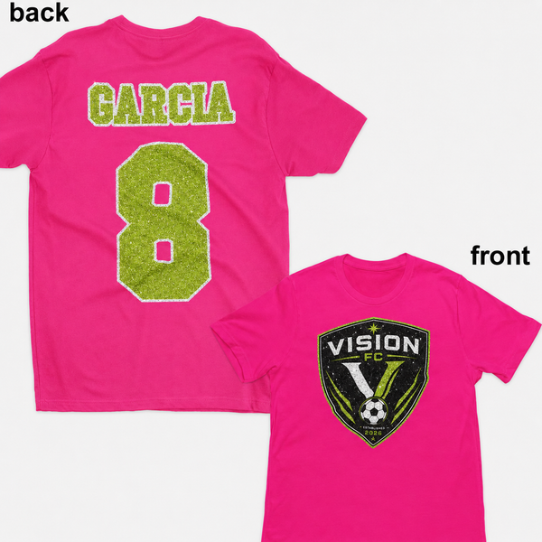 GLITTER- Hot pink Front & Back