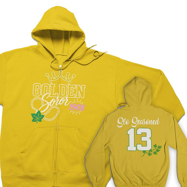 Golden Soror Zip Up Glam Hoody