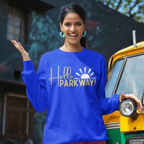 Hello Parkway Blue Sweatshirt -Adult