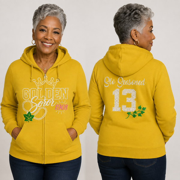 Golden Soror Zip Up Glam Hoody