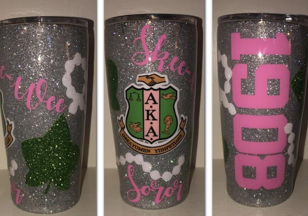 Alpha Kappa Alpha glitter tumbler personalized with your name