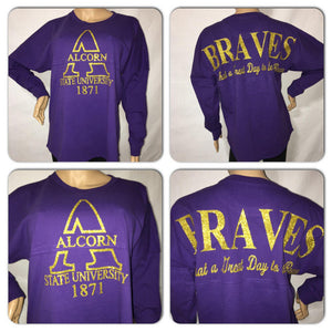 Alcorn university braves bling pom pom jersey | au Glitter sweatshirt | braves