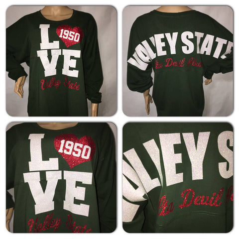 Valley State university bling pom pom jersey |Glitter pom pom jersey