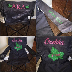 Alpha Kappa Alpha Tailgaiting Chair with 100% glitter print 