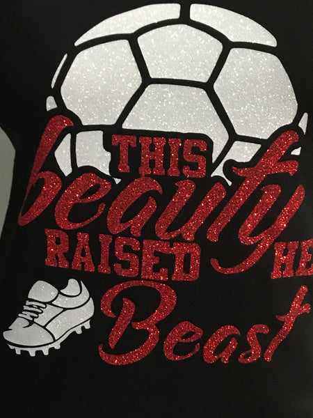 Soccer mom glitter tshirt | This beauty raided her beast | soccer life | sports mom