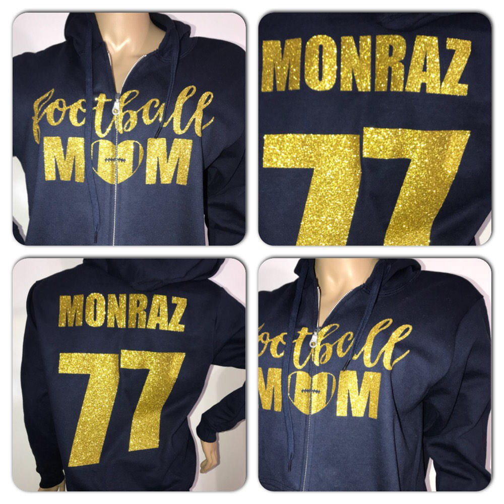 Football mom personalized glitter sweatshirt | Customizable sweatshirts | sports mom