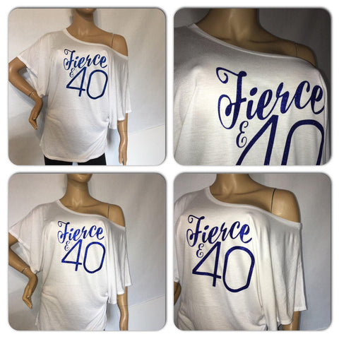 Fierce and 40 glam tee | Birthday glitter t-shirt | Customize with your birthyear