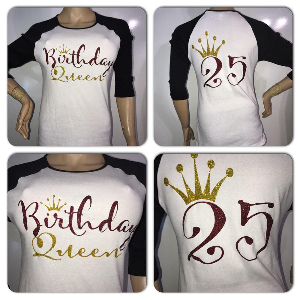 Birthday Queen glitter t-shirt | Customize with your birth year