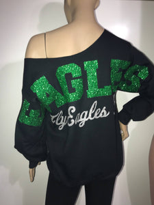 Eagles Glam off the shoulder oversized print sweatshirt | Fly Eagles Fly