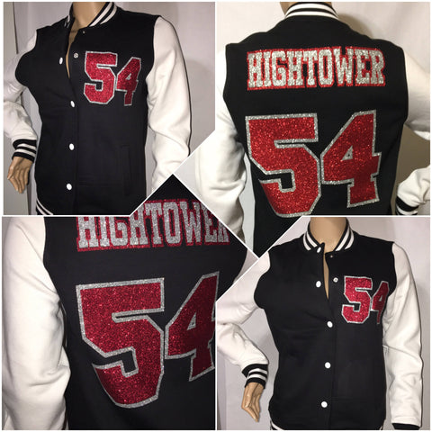 Personalized Letterman jacket | senior varsity jacket | custom varsity jackets | glitter jackets