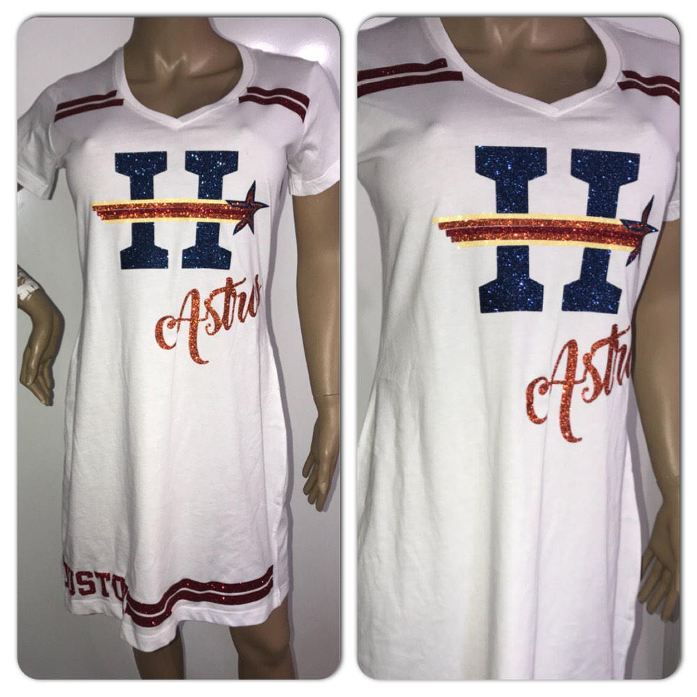 Astros tshirt dress | Houston Astros glitter dress | MLB apparel | Custom ladies vneck dress Astros tshirt dress | Houston Astros glitter dress | MLB apparel | Custom ladies vneck dress