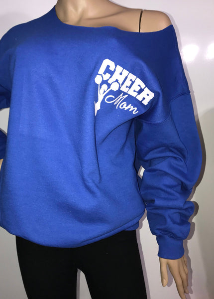Cheer mom glitter sweatshirt | Customizable Cheer life off the shoulder sweatshirts | sports mom