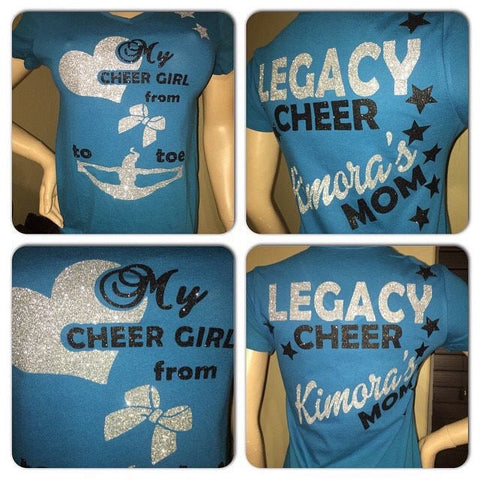 Cheer mom customized glittertee | Personalized cheer  t-shirt |