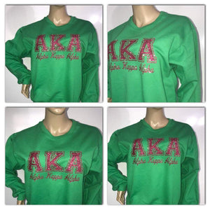 Green Collegiate Crew Neck Glam Sweatshirt